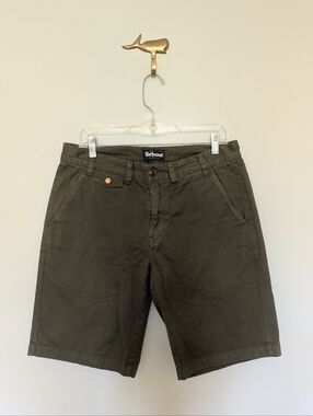 Barbour Neuston Twill Shorts Olive Green Regular Fit 32